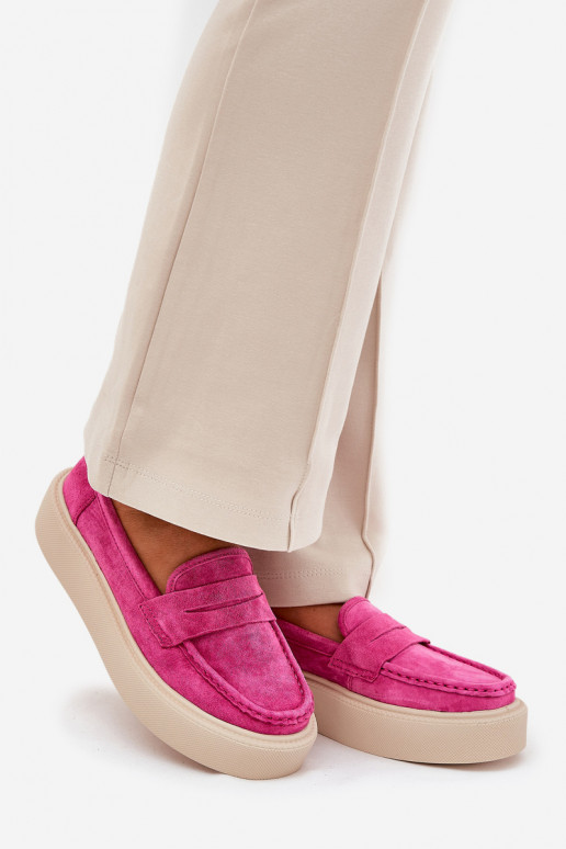 Women's Suede Moccasins On Platform Vinceza 79535 Fuchsia