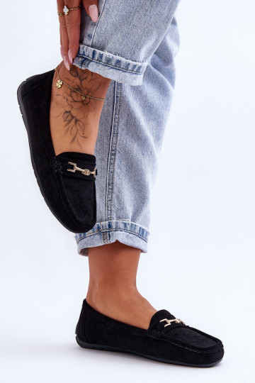 Women's Classic Suede Loafers Black Corinell 2