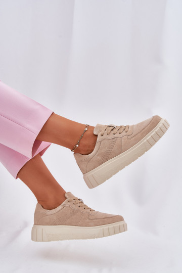 copy of Zamszowe Sneakersy Damskie Na Platformie Beżowe Rilwena