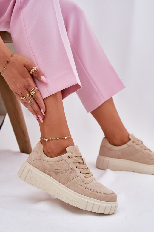 Suede Platform Sneakers Beige Rilwena