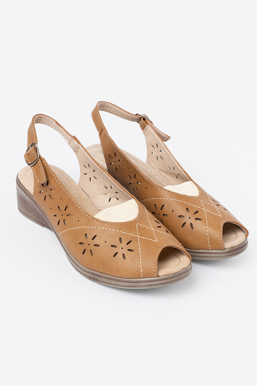 caramel colors openInork sandals on a Inedge