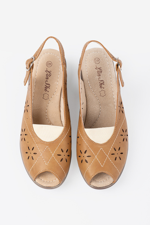 caramel colors openInork sandals on a Inedge