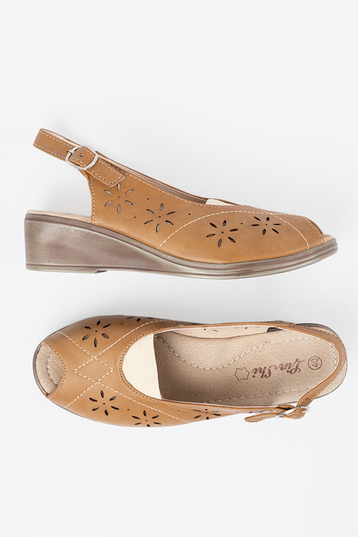 caramel colors openInork sandals on a Inedge