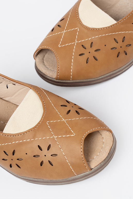 caramel colors openInork sandals on a Inedge