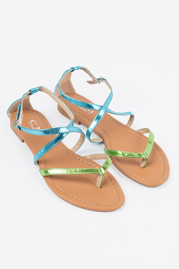 equals sandals z zielono bluemi paseczkami