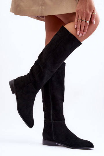 Leather Ankle Boots On Flat Heel Black Eelin 2