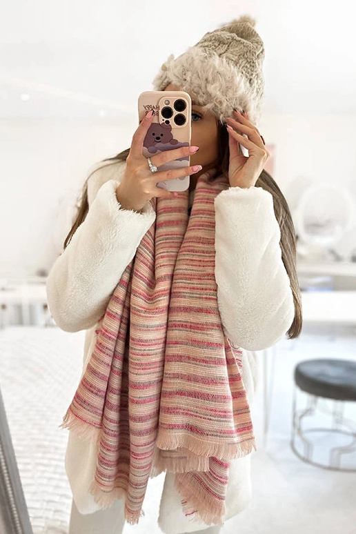 Beżowa czapka z futerkiem Danna