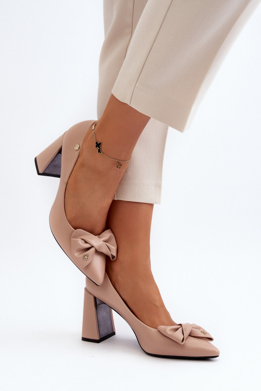 Pumps With Bow On Stiletto Beige Ariemessa