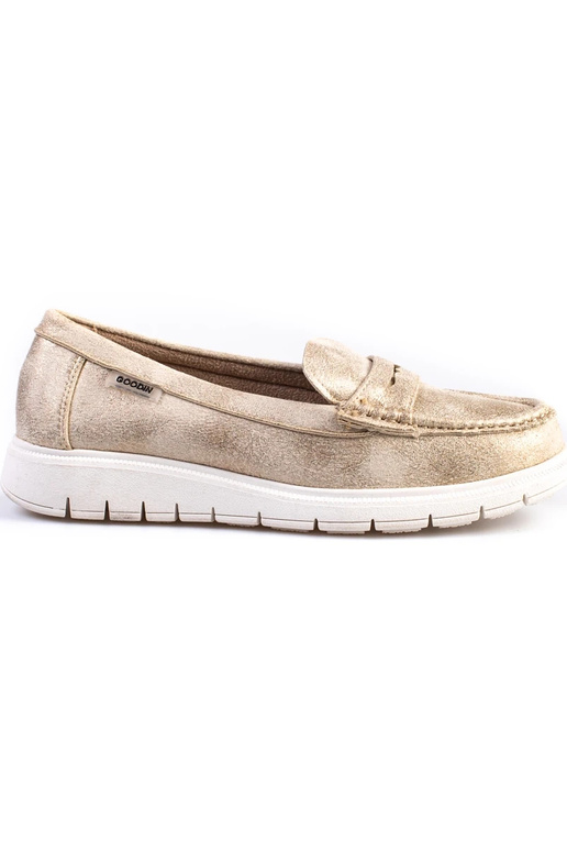 INomens moccasins golden Inith a flexible sole