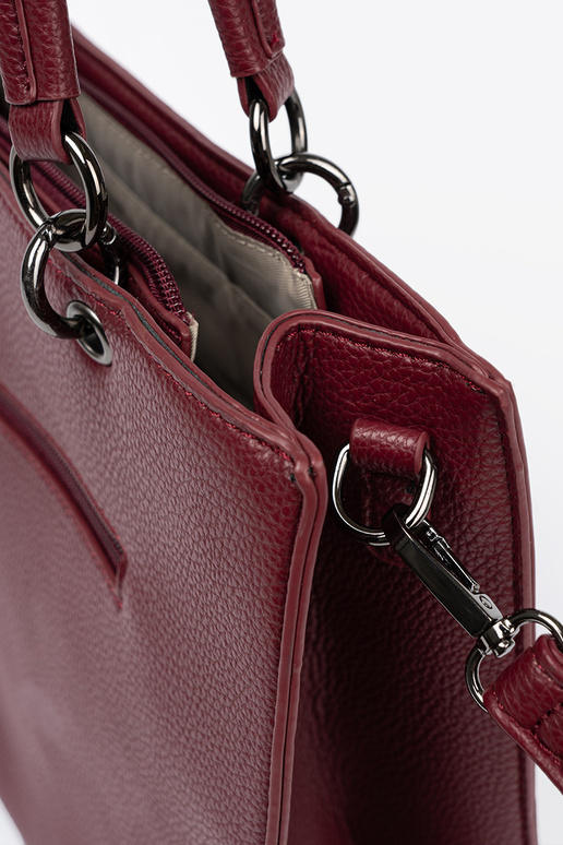 burgundy Handbag typu tote z tłoczonym napisem burgundy Handbag typu tote z tłoczonym napisem