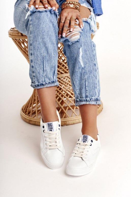 Women's Leather Sneakers BIG STAR BB274211 White Navy