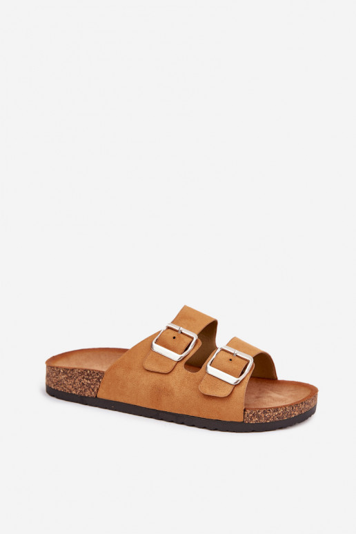 Klapki Damskie Na Korkowej PlatformiewithKlamrami Camel Livara