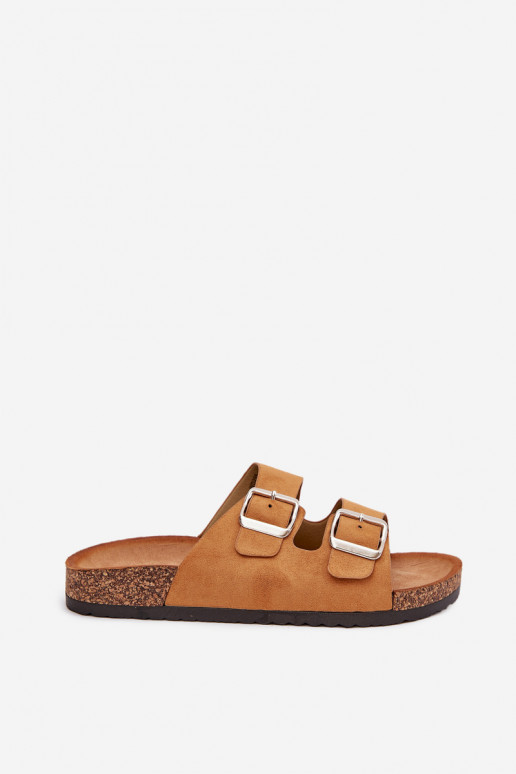 Klapki Damskie Na Korkowej PlatformiewithKlamrami Camel Livara