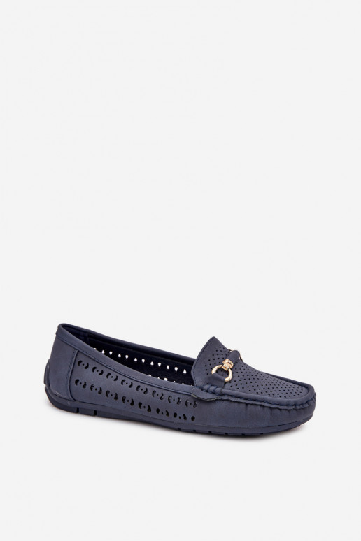 Women's Perforated Moccasins With Decoration Navy Kaydance Women's Perforated Moccasins With Decoration Navy Kaydance