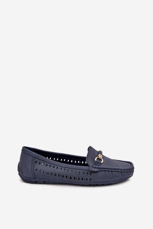Women's Perforated Moccasins With Decoration Navy Kaydance Women's Perforated Moccasins With Decoration Navy Kaydance
