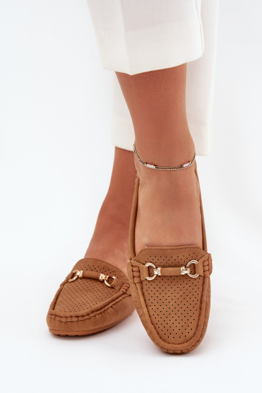Ladies Moccasins With Cutouts And Decoration Camel Kaydance Ladies Moccasins With Cutouts And Decoration Camel Kaydance