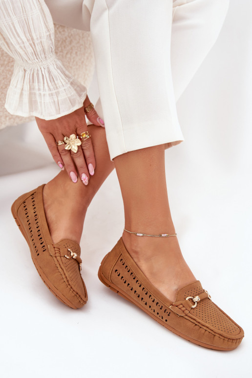 Ladies Moccasins With Cutouts And Decoration Camel Kaydance Ladies Moccasins With Cutouts And Decoration Camel Kaydance