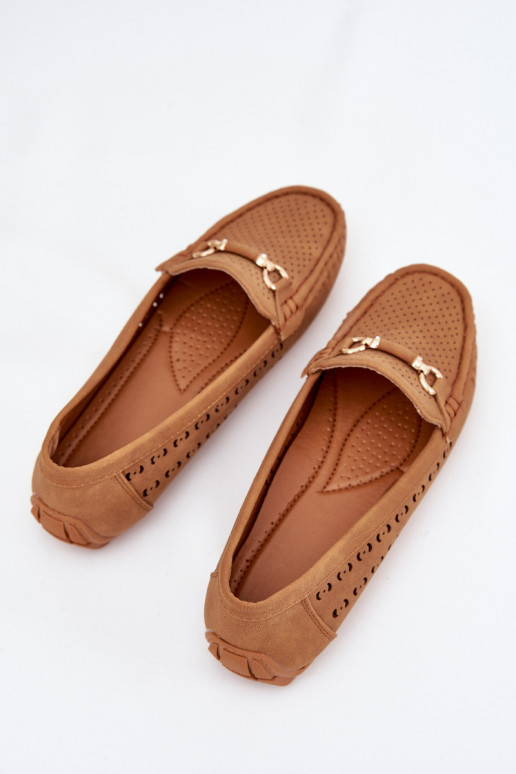 Ladies Moccasins With Cutouts And Decoration Camel Kaydance Ladies Moccasins With Cutouts And Decoration Camel Kaydance