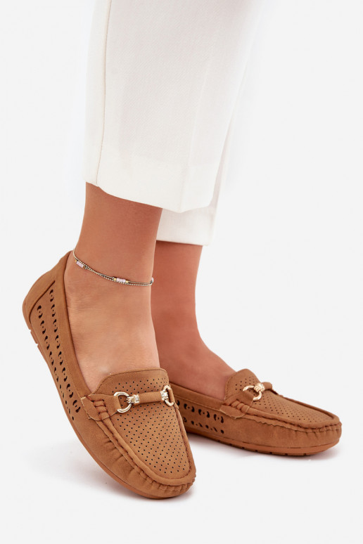 Ladies Moccasins With Cutouts And Decoration Camel Kaydance Ladies Moccasins With Cutouts And Decoration Camel Kaydance