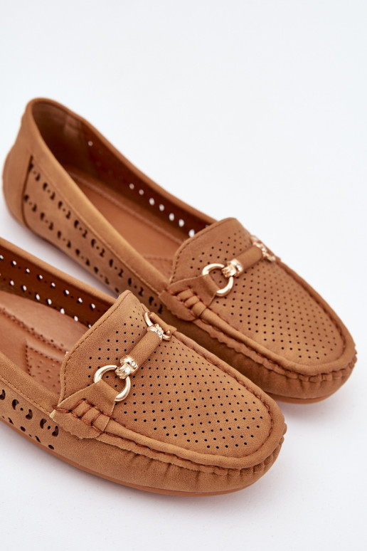 Ladies Moccasins With Cutouts And Decoration Camel Kaydance Ladies Moccasins With Cutouts And Decoration Camel Kaydance
