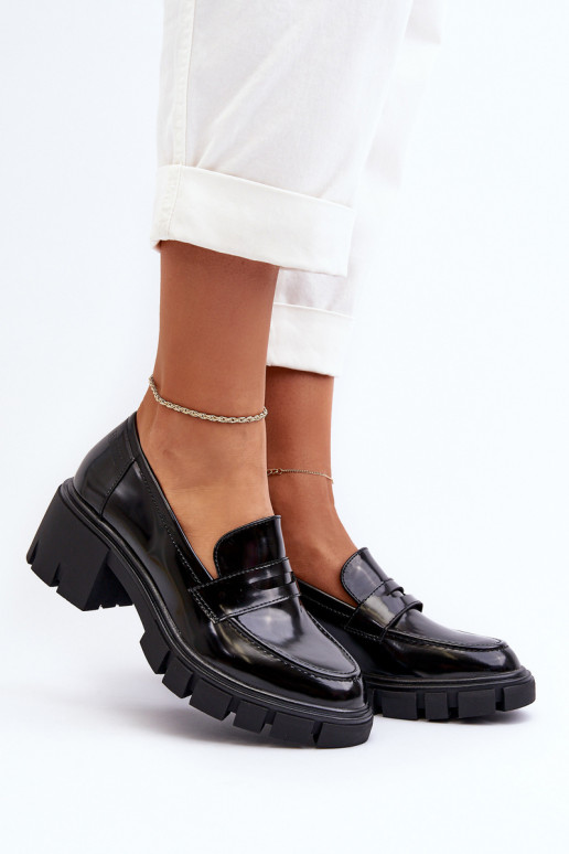 Women's Loafers on Chunky Heel Big Star NN274055 Black Women's Loafers on Chunky Heel Big Star NN274055 Black