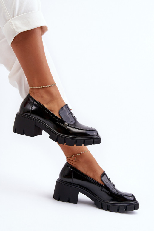 Women's Loafers on Chunky Heel Big Star NN274055 Black Women's Loafers on Chunky Heel Big Star NN274055 Black