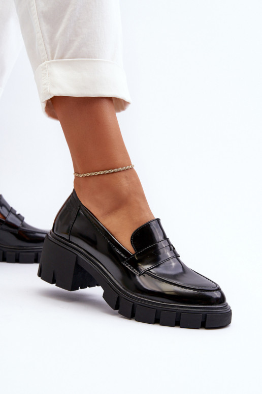 Women's Loafers on Chunky Heel Big Star NN274055 Black Women's Loafers on Chunky Heel Big Star NN274055 Black