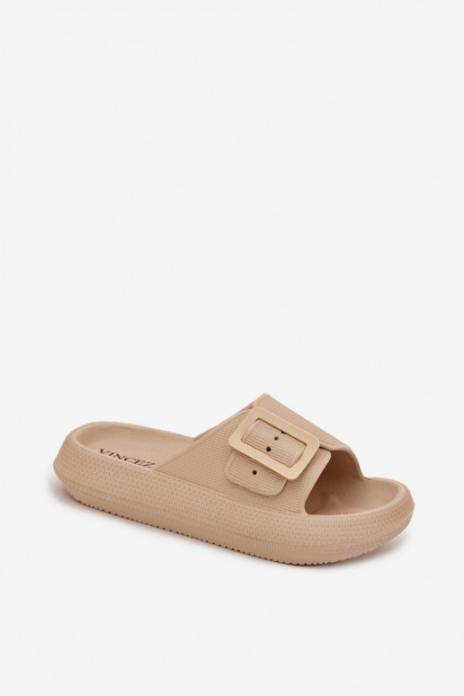Women's Foam Slippers With Buckle Vinceza 75207 Beige Women's Foam Slippers With Buckle Vinceza 75207 Beige