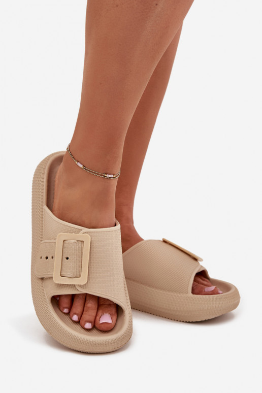 Piankowe Klapki DamskiewithKlamrą Vinceza 75207 Beżowe