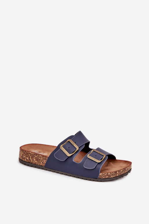 Women's cork platform sandals with buckles navy Vesina Women's cork platform sandals with buckles navy Vesina