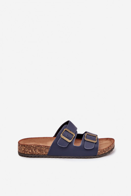 Women's cork platform sandals with buckles navy Vesina Women's cork platform sandals with buckles navy Vesina