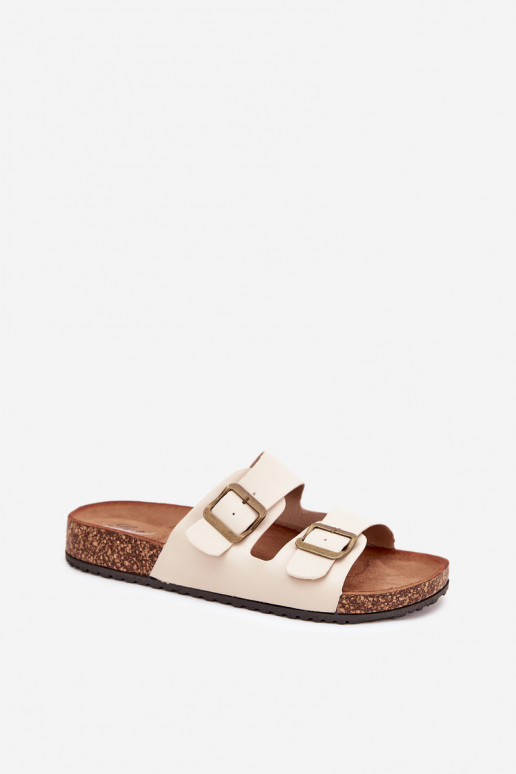 Women's Cork Platform Slippers With Buckles Beige Vesina Women's Cork Platform Slippers With Buckles Beige Vesina