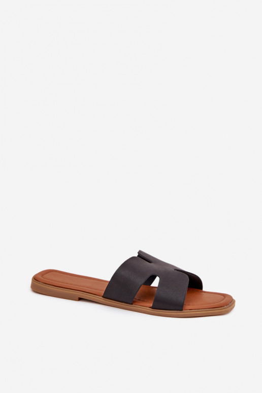 Women's Flat Sandals With Cutouts Black Salyra Women's Flat Sandals With Cutouts Black Salyra
