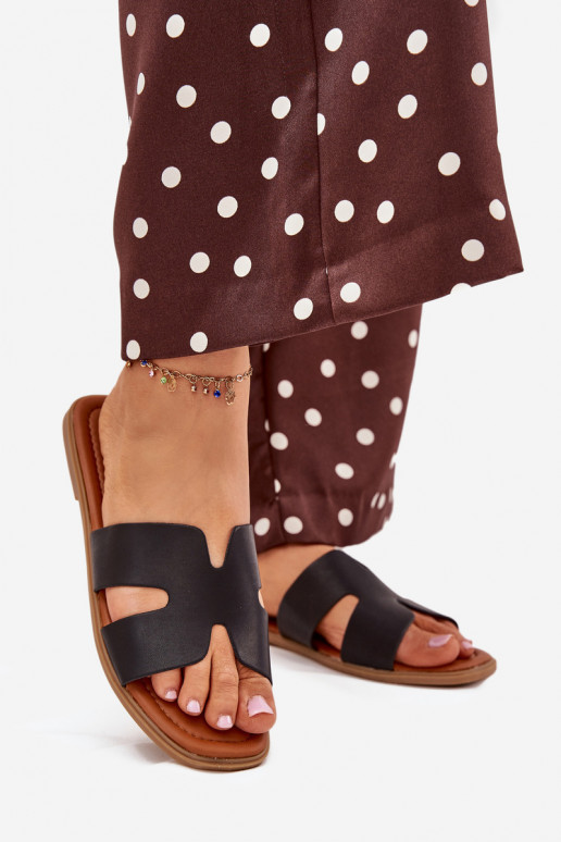 Women's Flat Sandals With Cutouts Black Salyra Women's Flat Sandals With Cutouts Black Salyra
