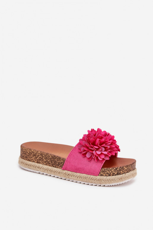 Womens platform sandals with decorative flowers fuchsia Tessara Womens platform sandals with decorative flowers fuchsia Tessara
