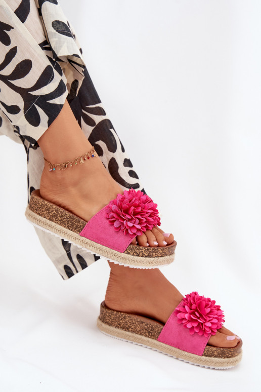 Womens platform sandals with decorative flowers fuchsia Tessara Womens platform sandals with decorative flowers fuchsia Tessara
