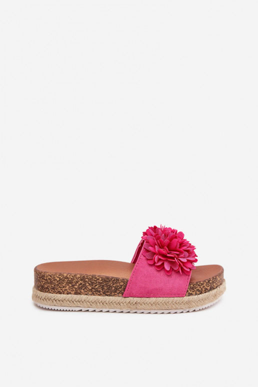 Womens platform sandals with decorative flowers fuchsia Tessara Womens platform sandals with decorative flowers fuchsia Tessara