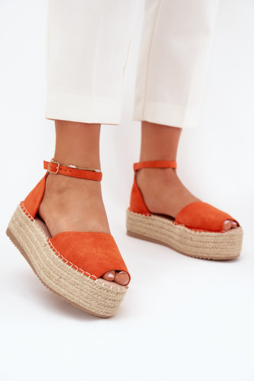 Women's espadrilles on a platform with weaving orange Selise