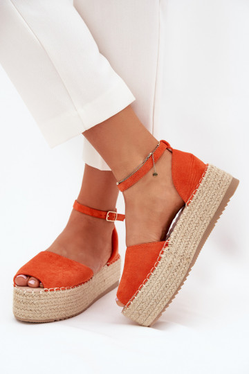 Sandały Espadryle Damskie Na PlatformiewithPlecionką Pomarańczowe Selise 2