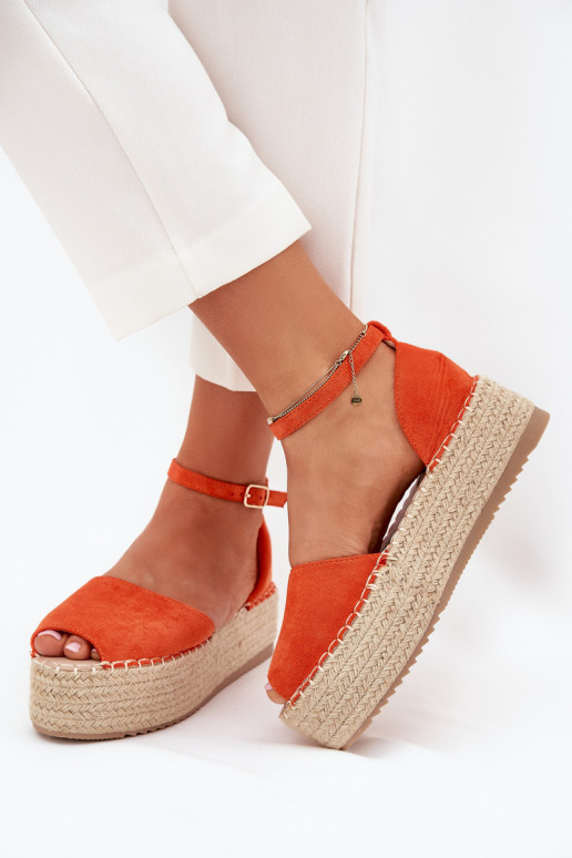 Sandały Espadryle Damskie Na PlatformiewithPlecionką Pomarańczowe Selise Sandały Espadryle Damskie Na PlatformiewithPlecionką Pomarańczowe Selise