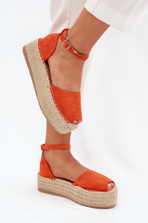 Sandały Espadryle Damskie Na PlatformiewithPlecionką Pomarańczowe Selise Sandały Espadryle Damskie Na PlatformiewithPlecionką Pomarańczowe Selise
