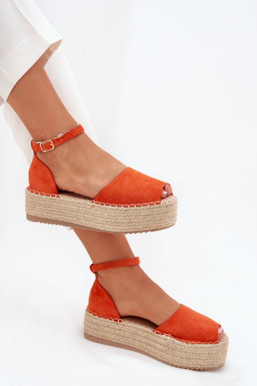 Sandały Espadryle Damskie Na PlatformiewithPlecionką Pomarańczowe Selise Sandały Espadryle Damskie Na PlatformiewithPlecionką Pomarańczowe Selise
