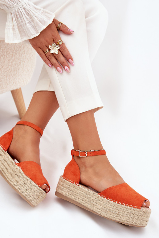 Sandały Espadryle Damskie Na PlatformiewithPlecionką Pomarańczowe Selise Sandały Espadryle Damskie Na PlatformiewithPlecionką Pomarańczowe Selise