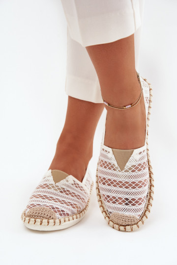 Lace Women's Espadrilles With Mesh White Faylira