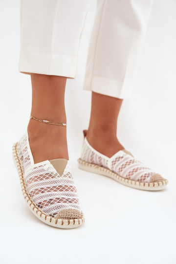Lace Women's Espadrilles With Mesh White Faylira 2