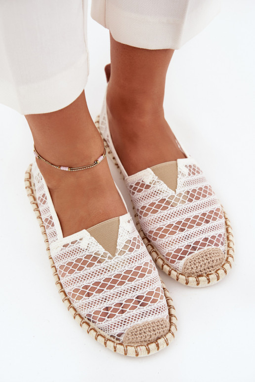 Lace Women's Espadrilles With Mesh White Faylira