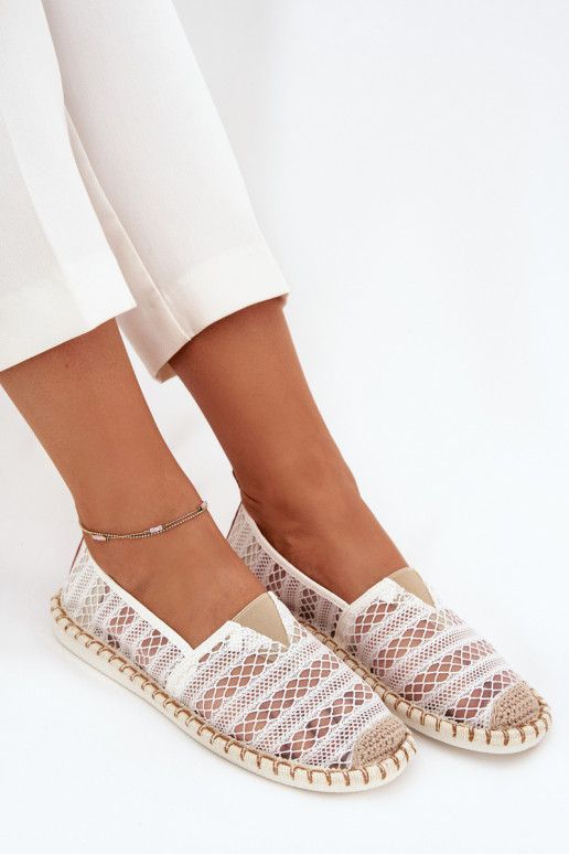 Lace Women's Espadrilles With Mesh White Faylira