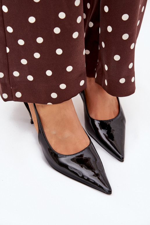 Lacquered High Heels With Open Heel Black Talira Lacquered High Heels With Open Heel Black Talira