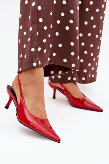 Patented Stilettos With Open Heel Red Talira