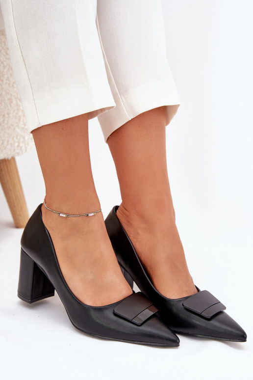 Czółenka Na SłupkuwithOzdobą Czarne Celira